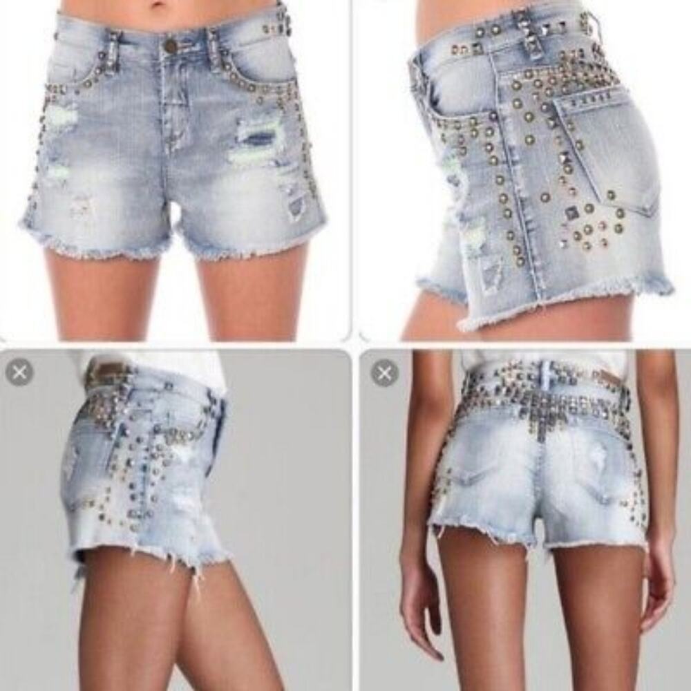 Blank NYC Studded Cut off High Rise Jean Shorts 26 Grunge punk